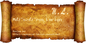 Mészáros Larion névjegykártya